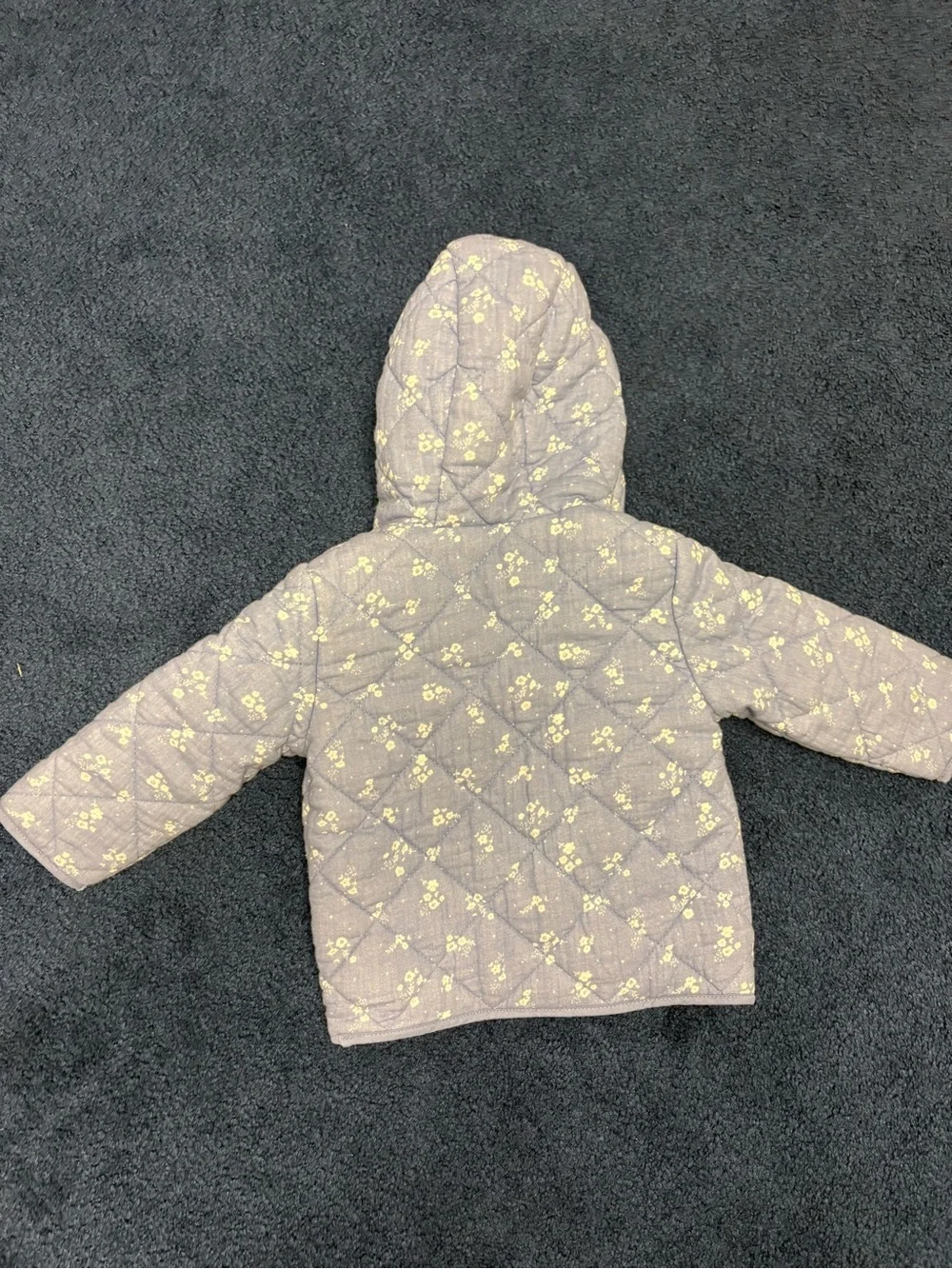 Lilac Blue Floral Quilted Jacket - Kids